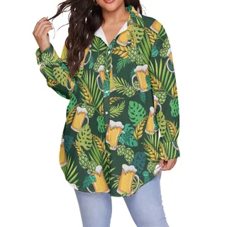 Tropical Beer Hawaiian Plus Size Shirt For Women