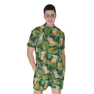 Funny Beer Tropical Green Hawaiian Romper For Men
