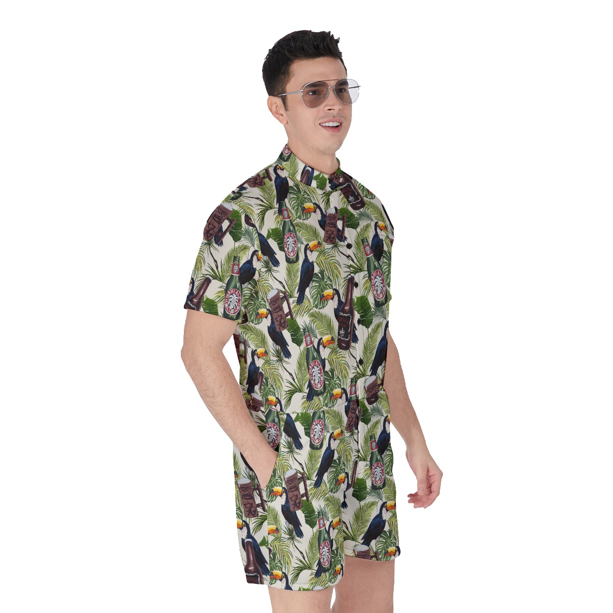 Tropical Toucan Beer Hawaiian Romper For Men