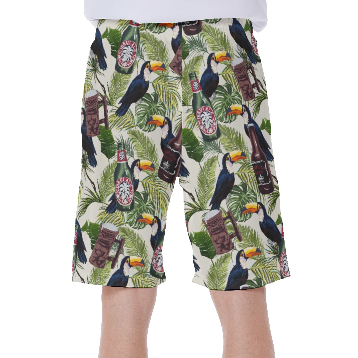 Tropical Toucan Beer Green Hawaiian Swim Trunks For Men