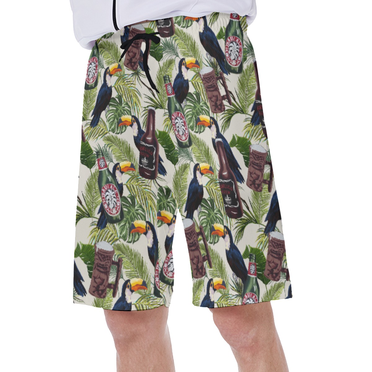 Tropical Toucan Beer Green Hawaiian Swim Trunks For Men