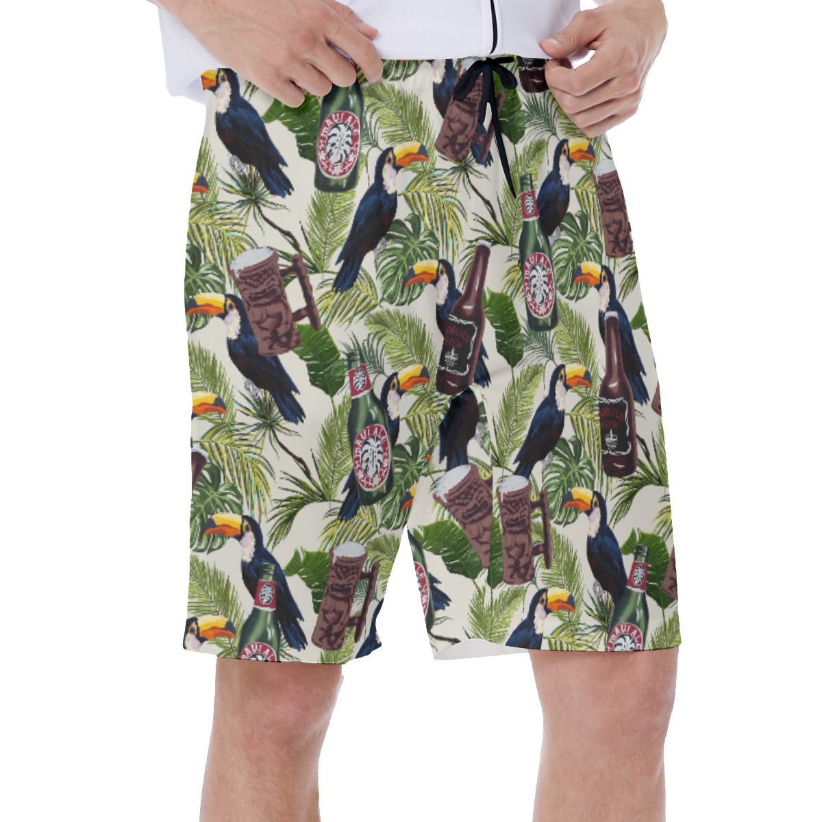 Tropical Toucan Beer Green Hawaiian Swim Trunks For Men
