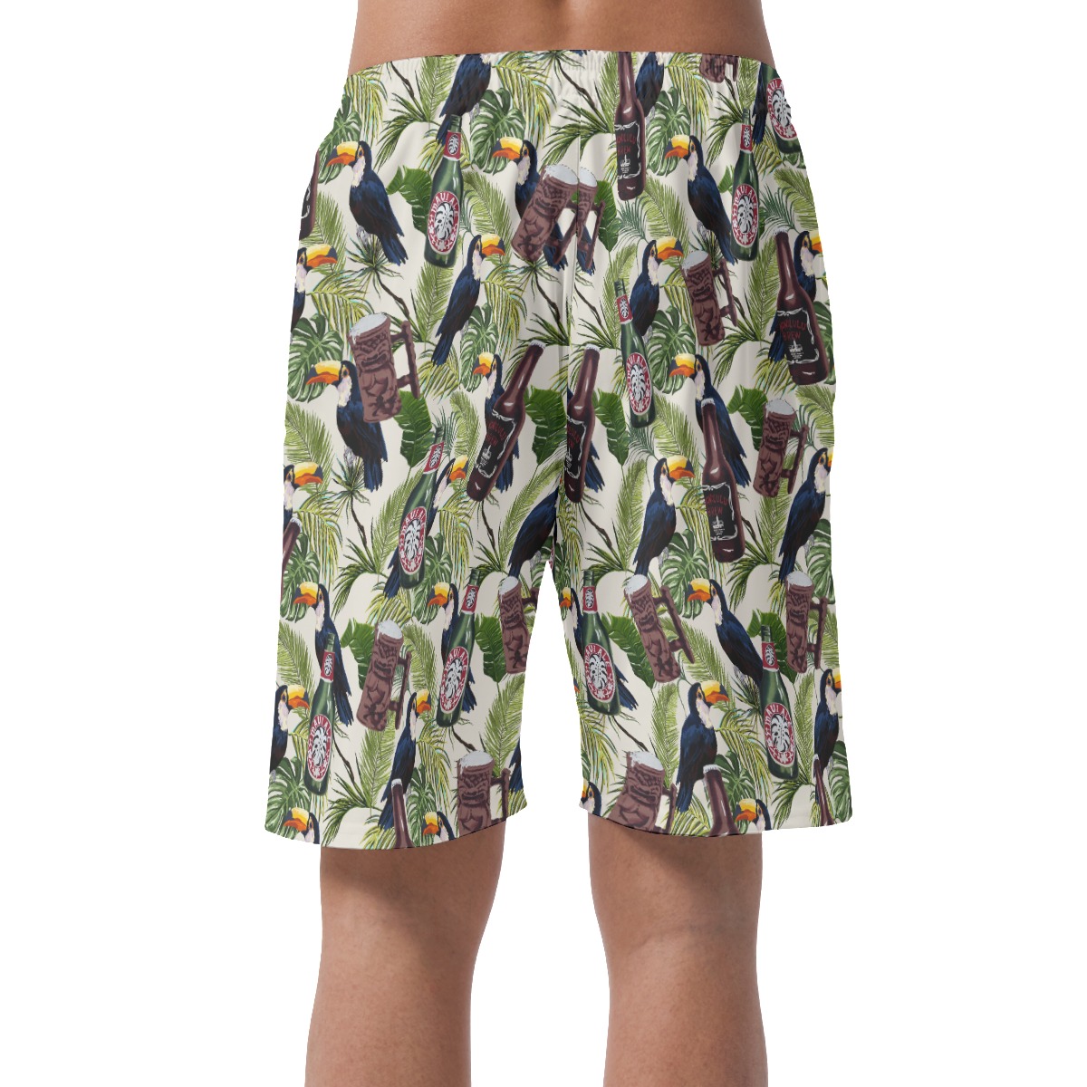 Tropical Beer Toucan Hawaiian Beach Shorts For Men