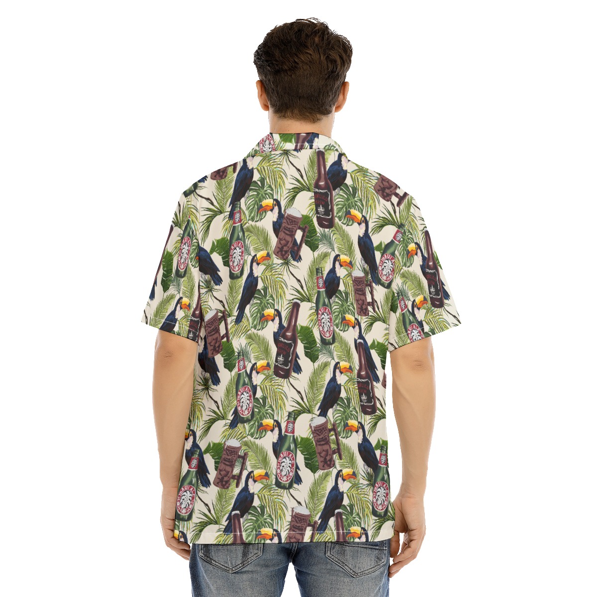Tropical Toucan Beer Vintage Green Hawaiian Shirts For Men