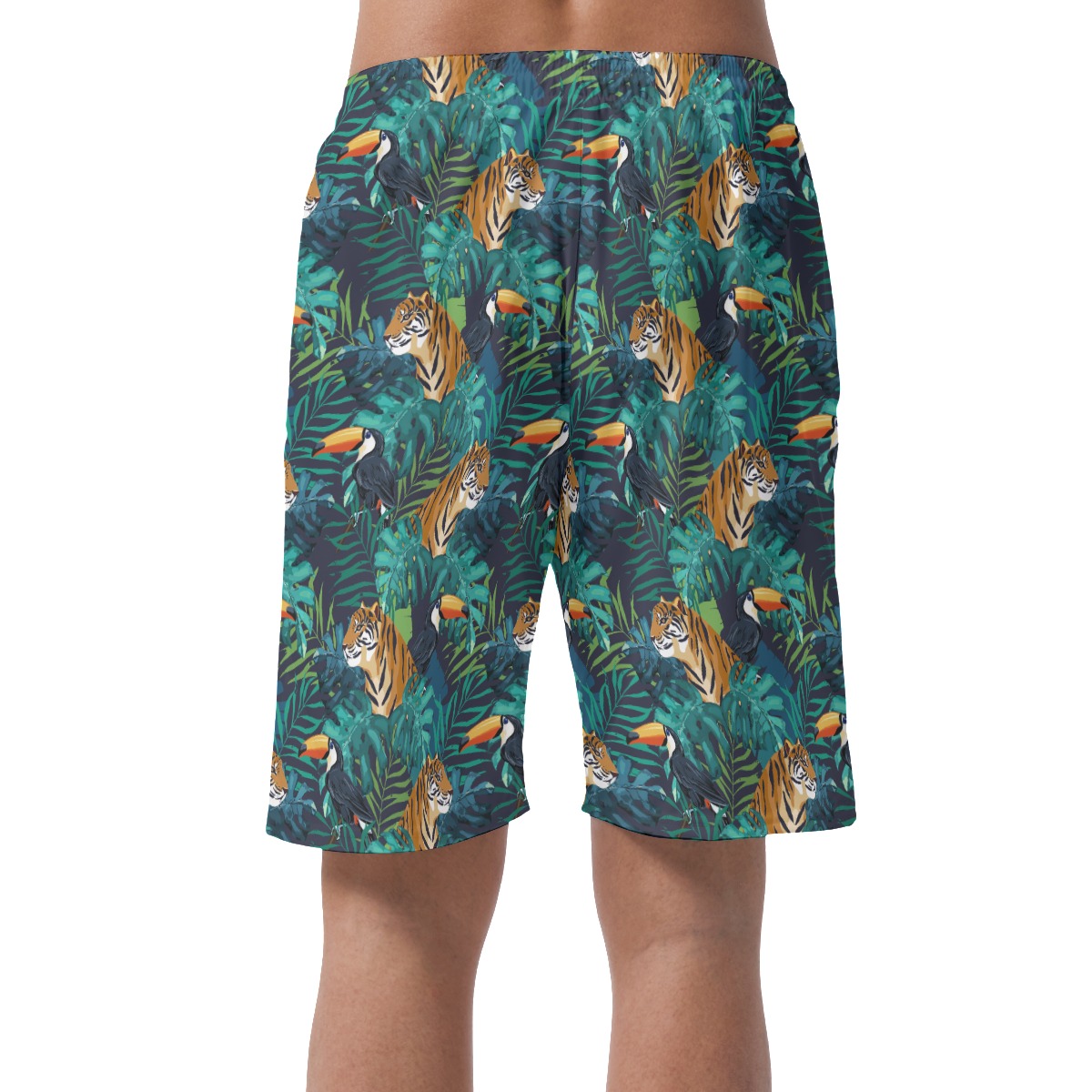 Tiger Tropical Toucan Hawaiian Summer Shorts For Men