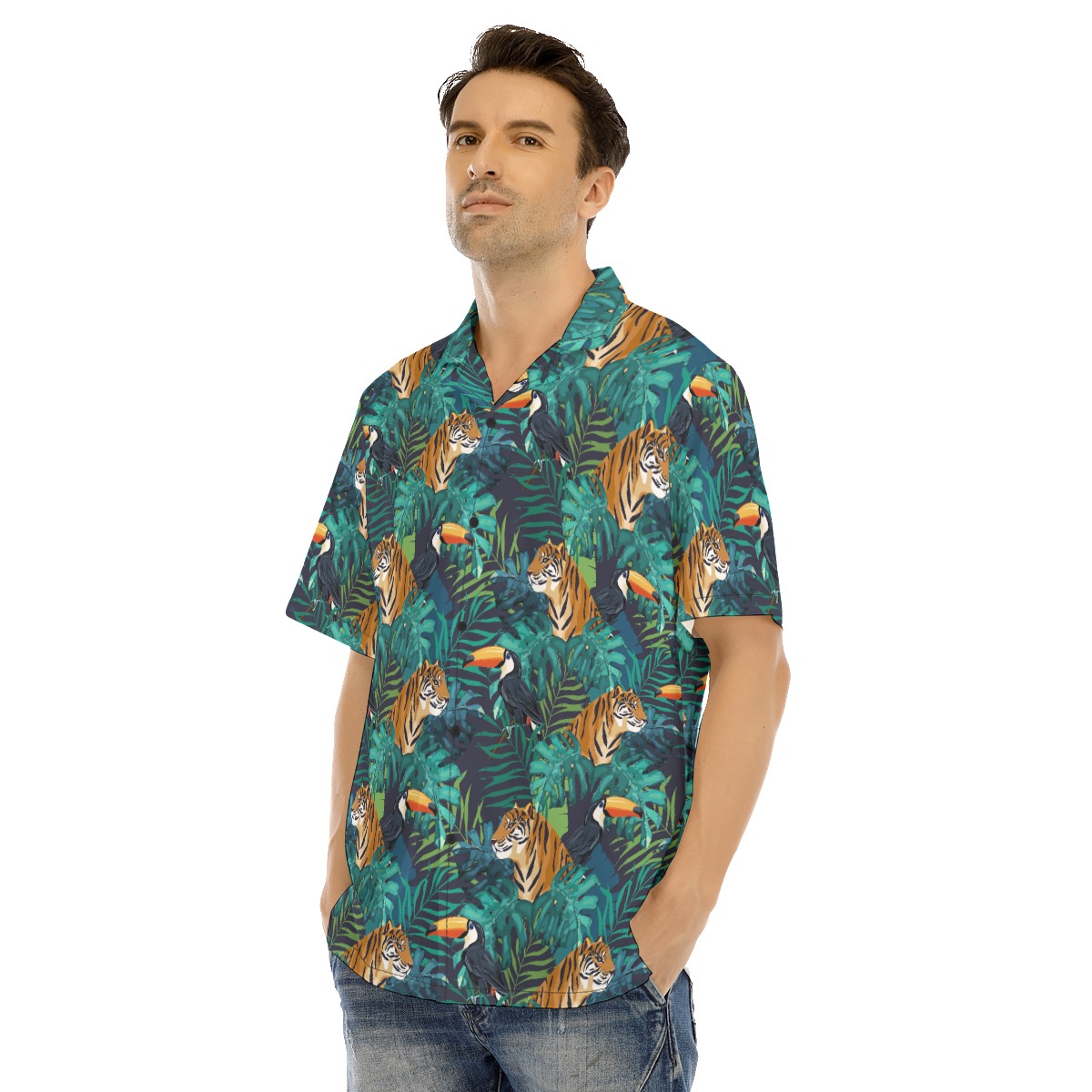 Tropical Tiger Toucan Hawaiian Shirt