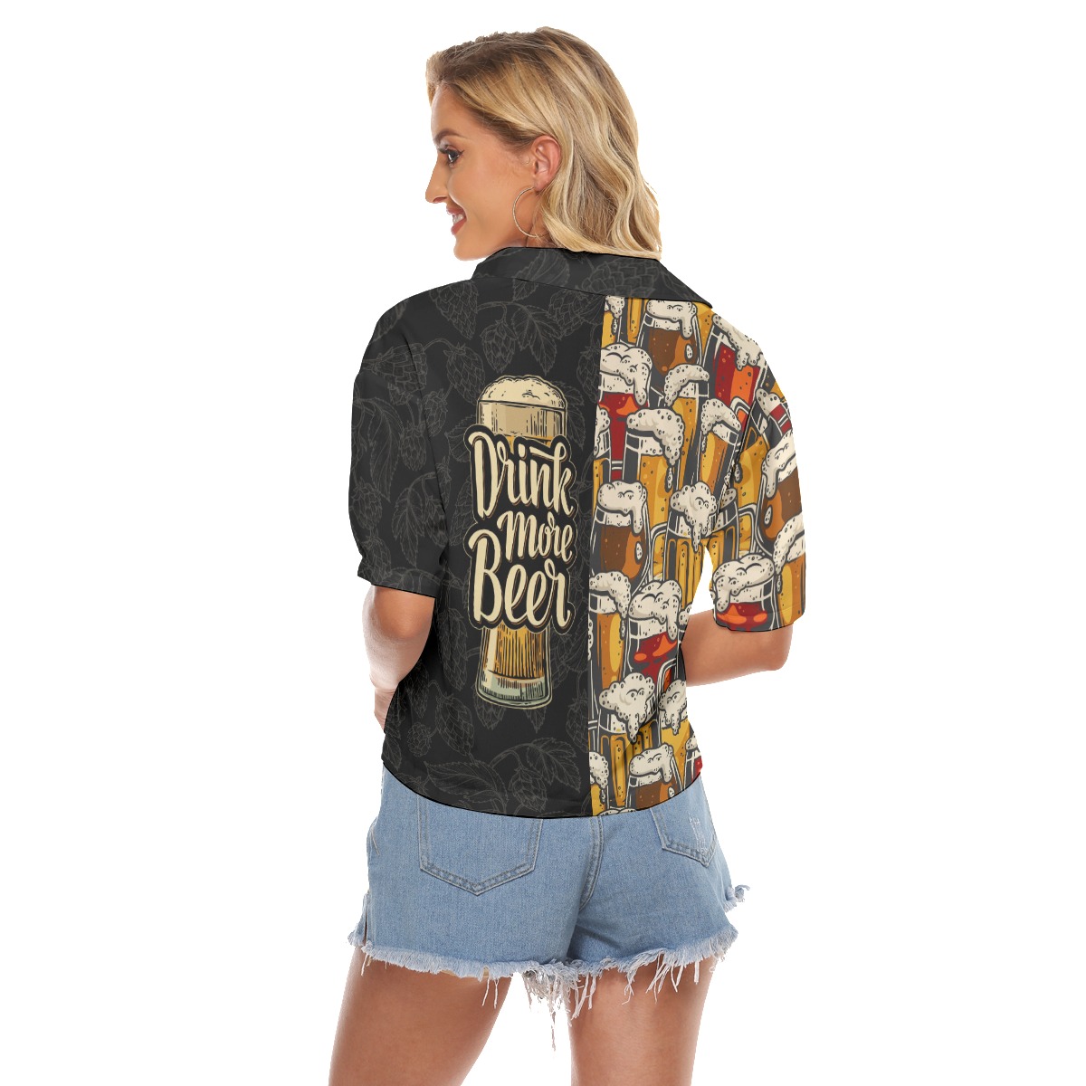 Drink More Beer Hawaiian Crop Top Shirt For Women