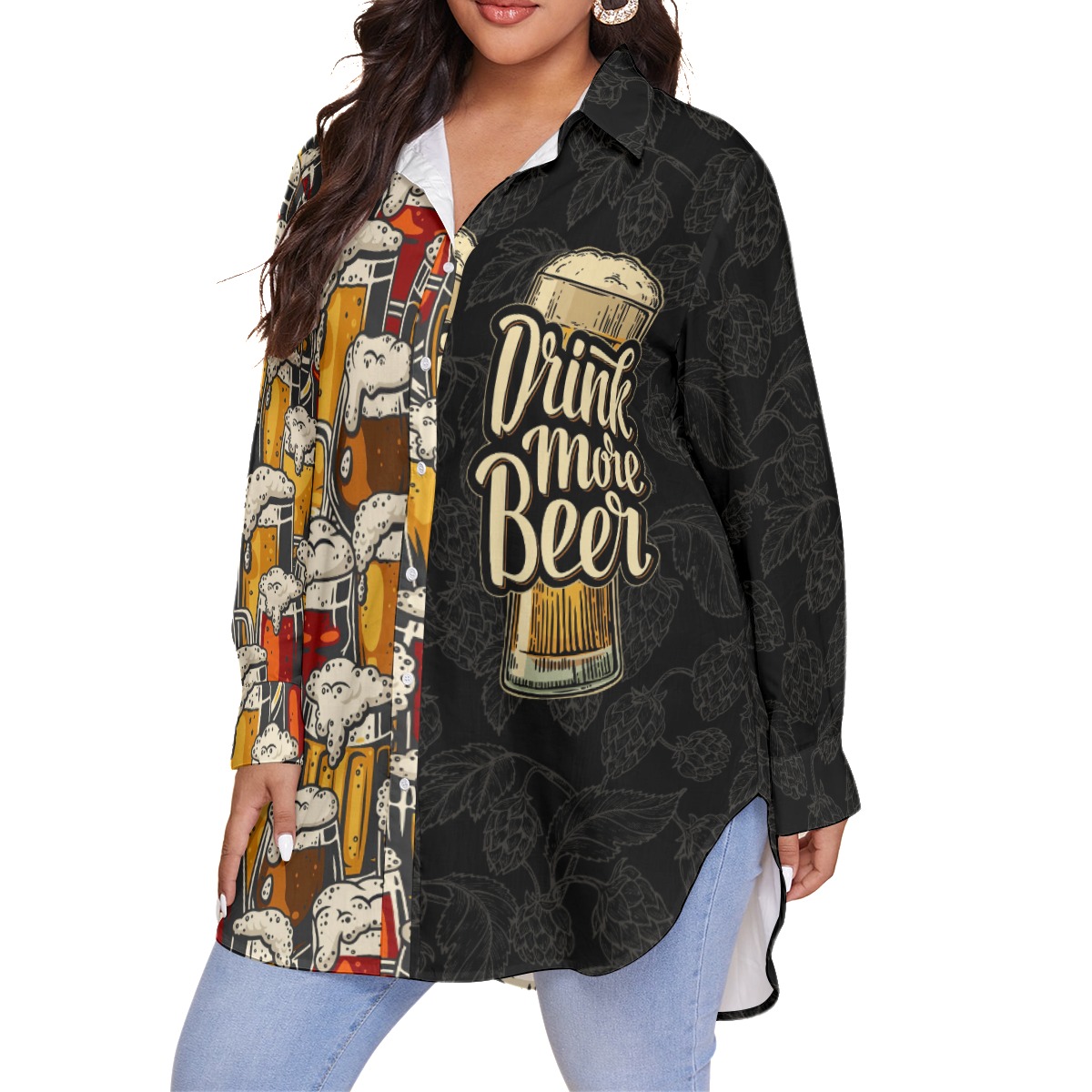 Drink More Beer Hawaiian Plus Size Shirt For Women