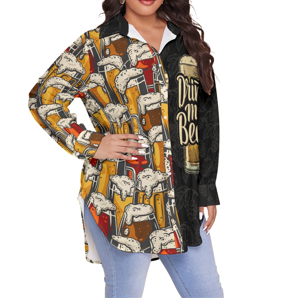 Drink More Beer Hawaiian Plus Size Shirt For Women