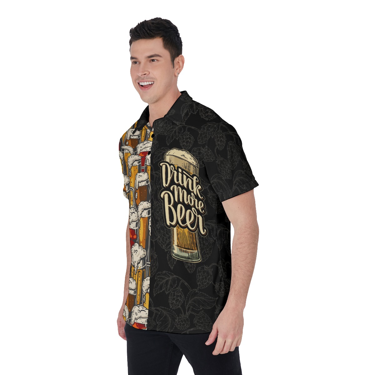 Drink More Beer Hawaiian Polo Shirt For Men