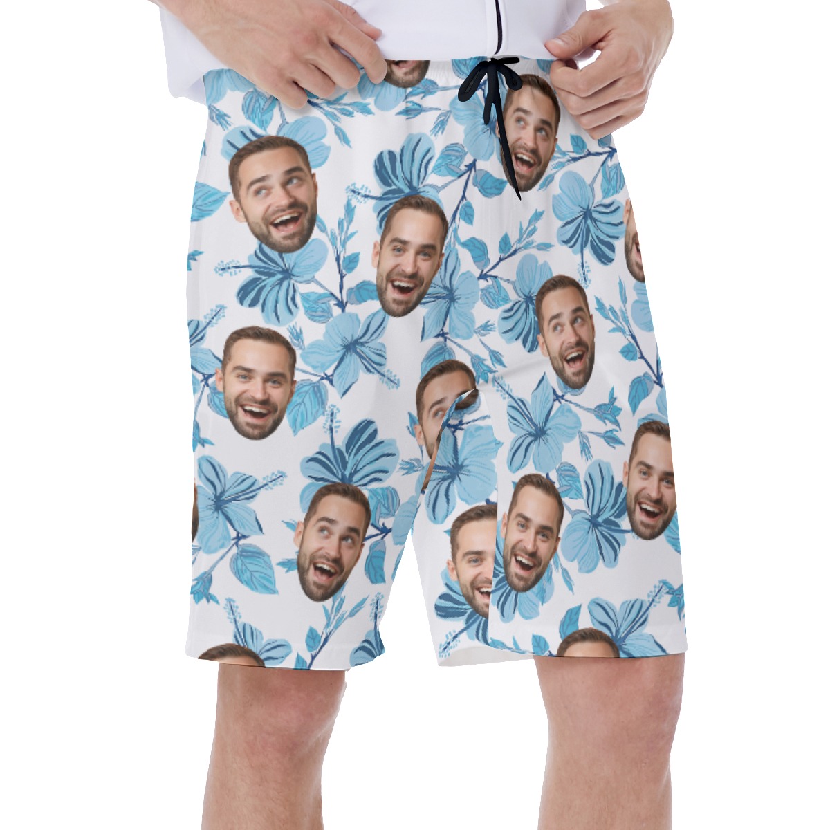 Custom Multiple Faces Hawaiian Swim Trunks Shorts For Men