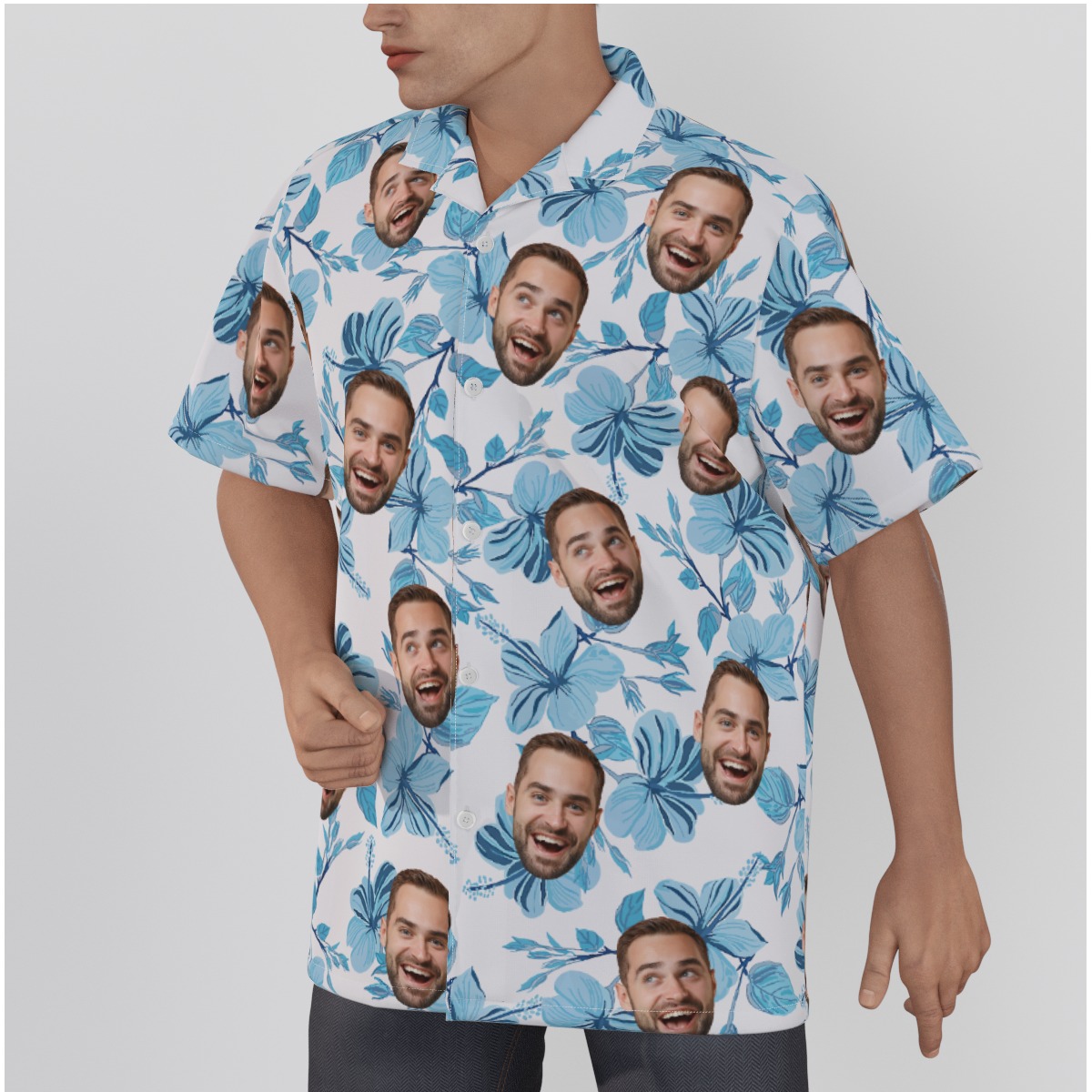 Blue Hawaiian Shirt With Your Face