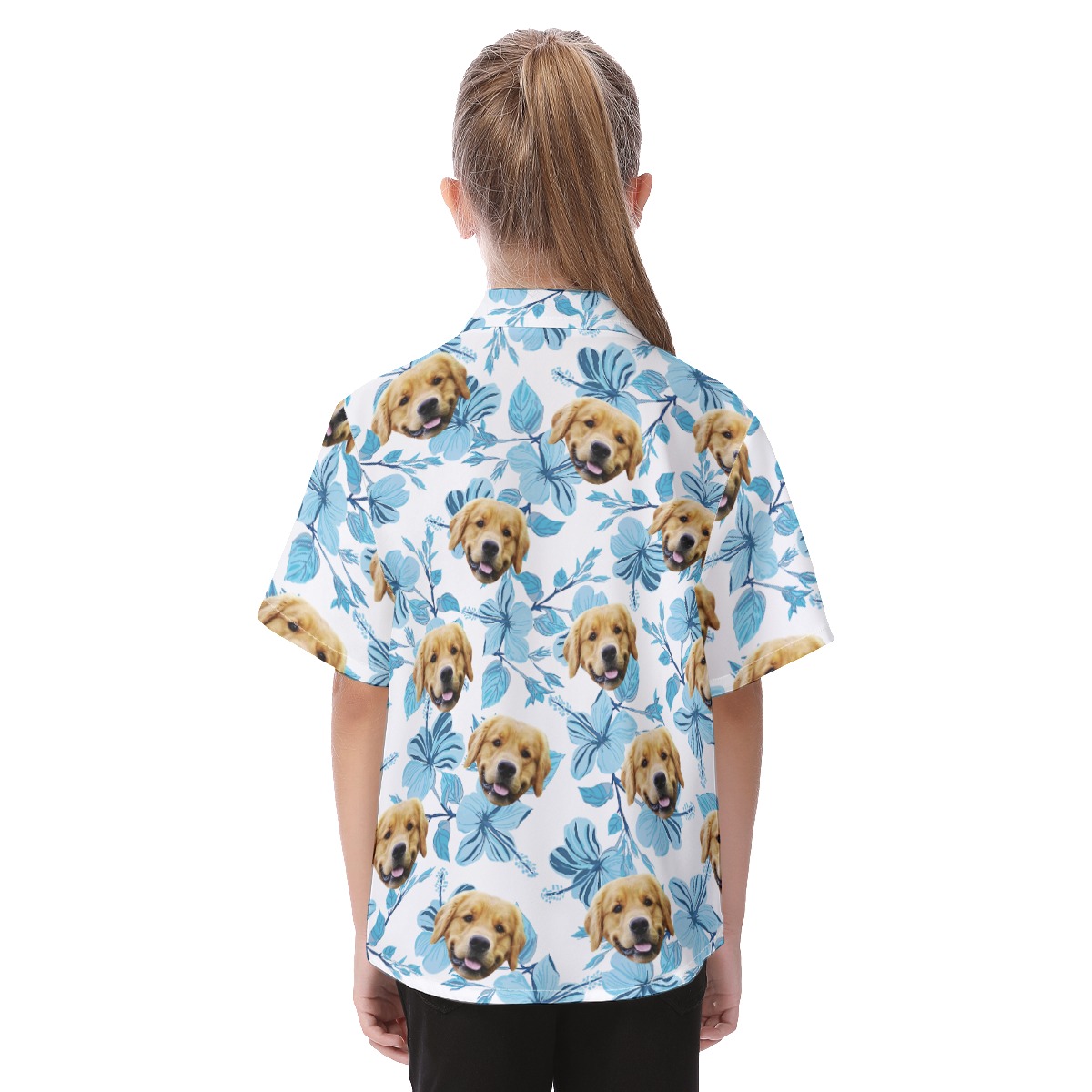 Cute Custom Dog Faces On Kid's Hawaiian Shirt