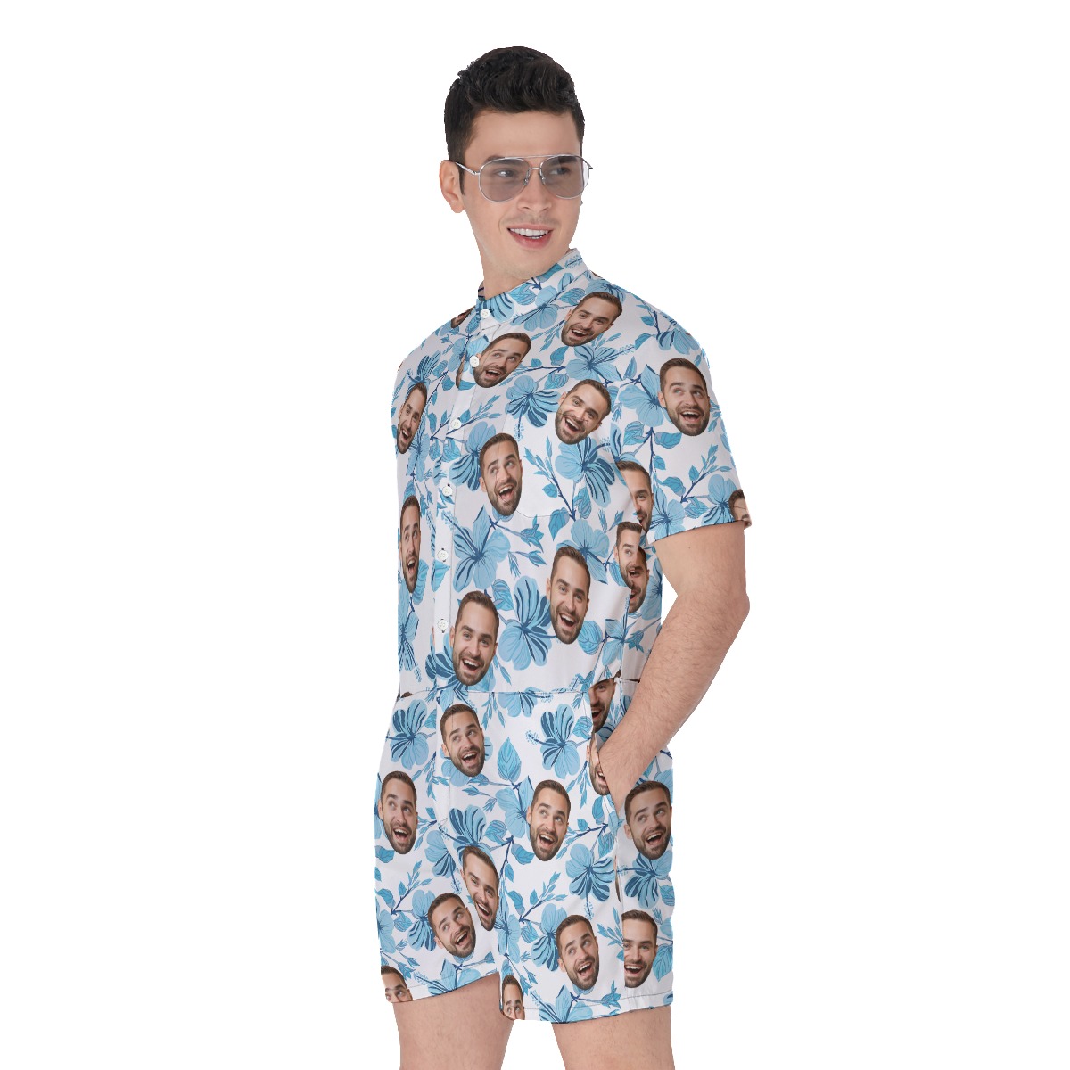 Men's Tropical Romper With Your Face