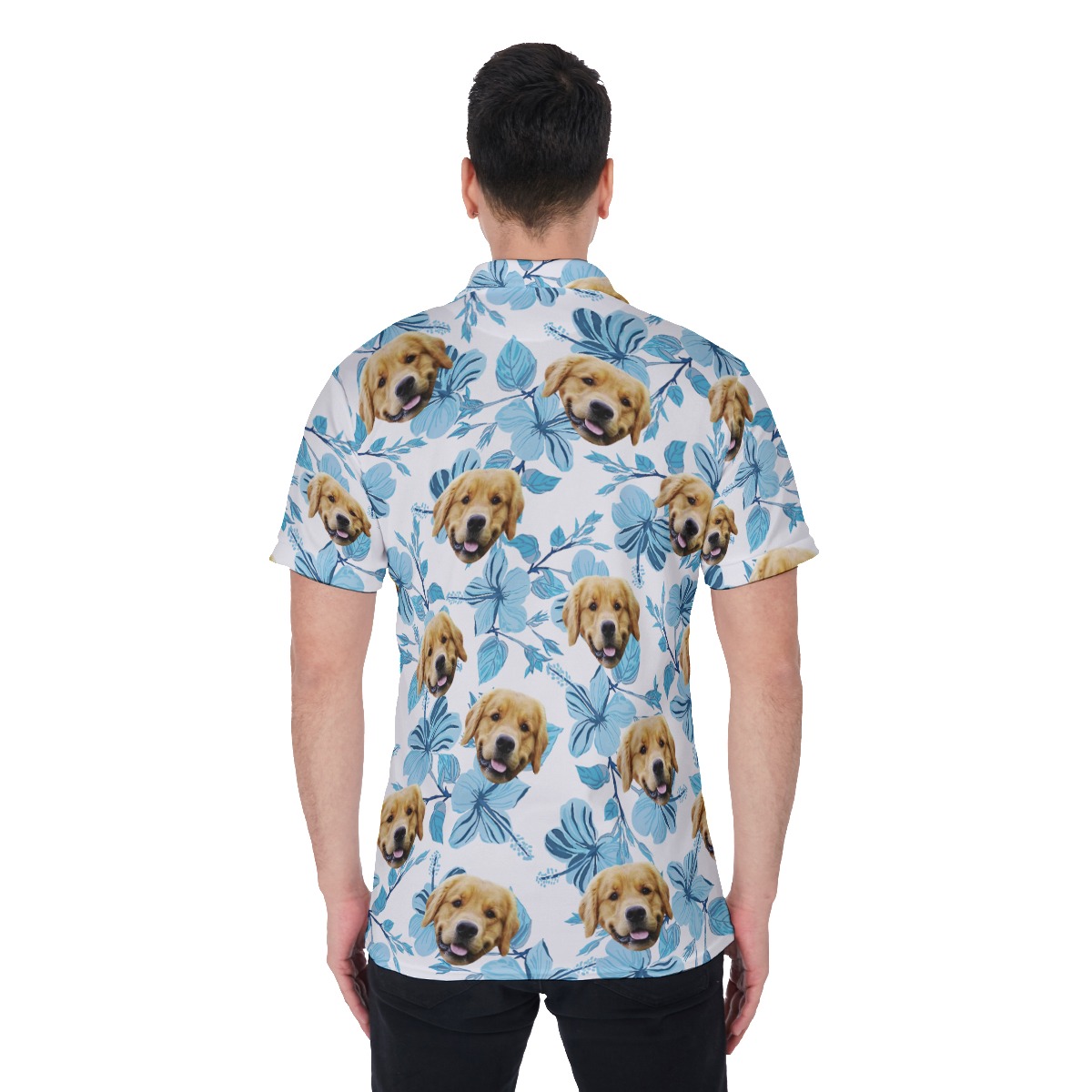 Custom Hawaiian Polo Shirt With Pet Photos For Men
