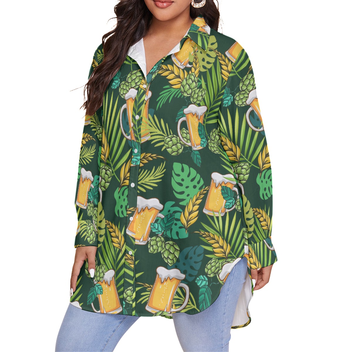 Tropical Beer Hawaiian Plus Size Shirt For Women