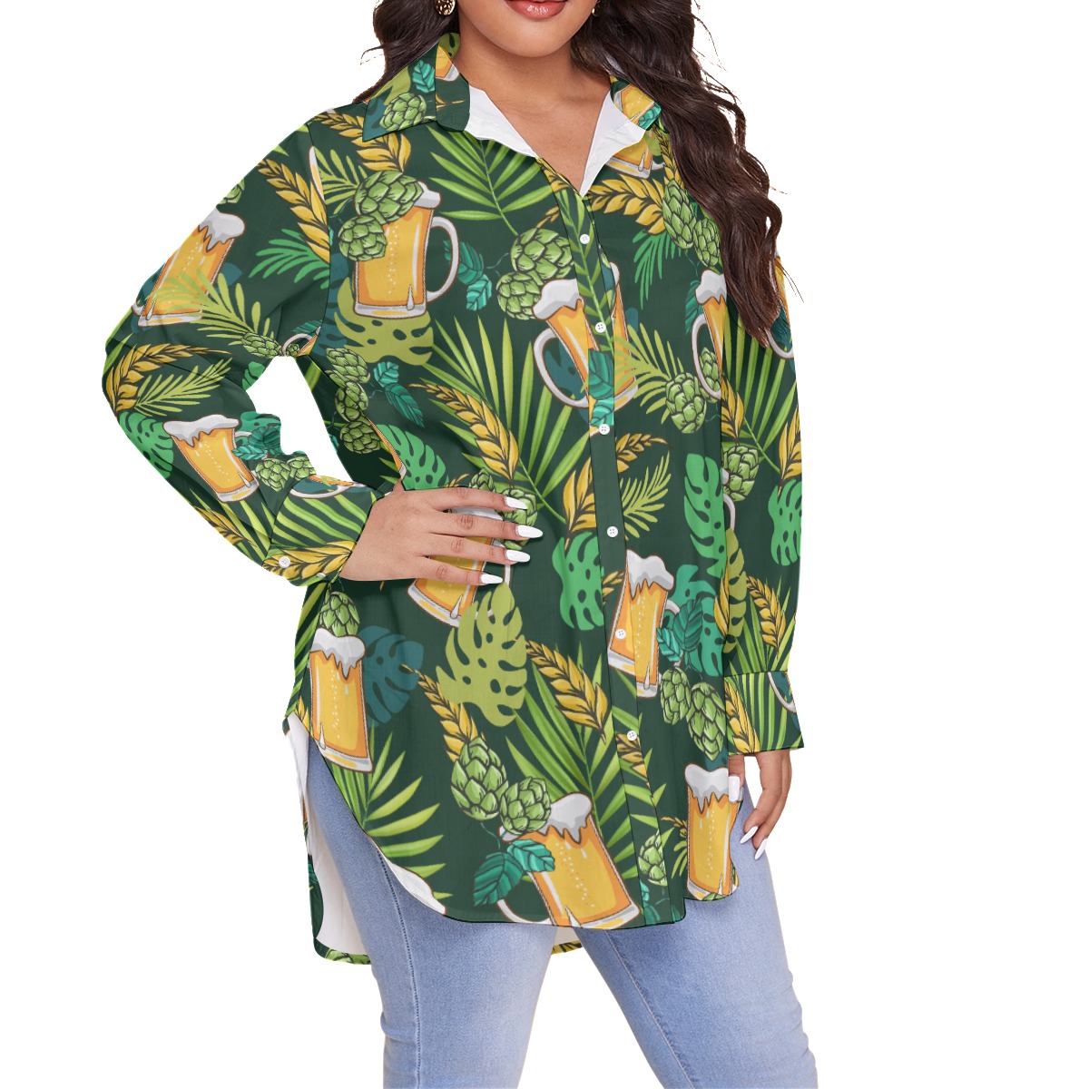 Tropical Beer Hawaiian Plus Size Shirt For Women