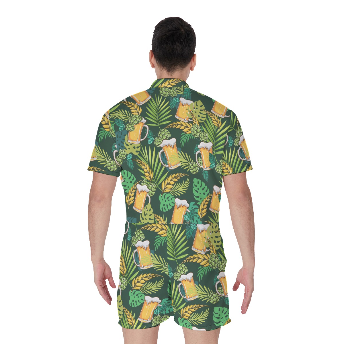 Funny Beer Tropical Green Hawaiian Romper For Men
