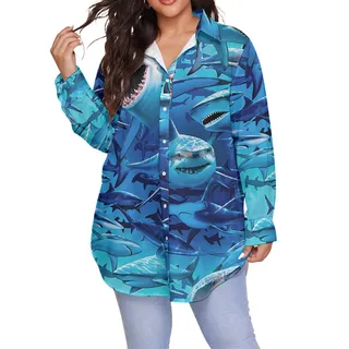 Women's Shark Hawaiian Plus Size Shirt