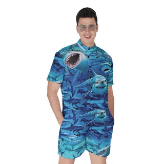 Cool Shark Hawaiian Romper For Men