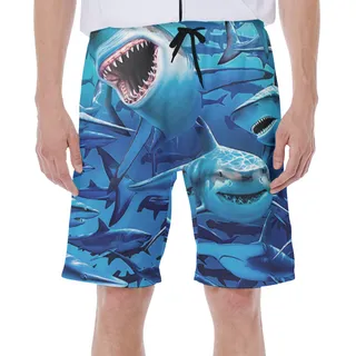 Cool Shark Men's Hawaiian Swim Trunks