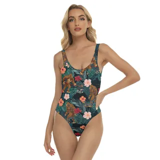 Tropical Bigfoot Dachshund Hawaiian Swimsuit For Women