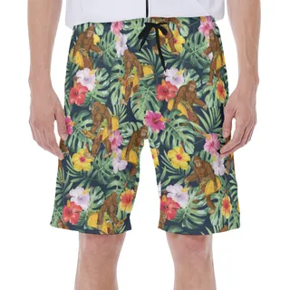 Tropical Bigfoot Taco Hibiscus Hawaiian Swim Trunks For Men