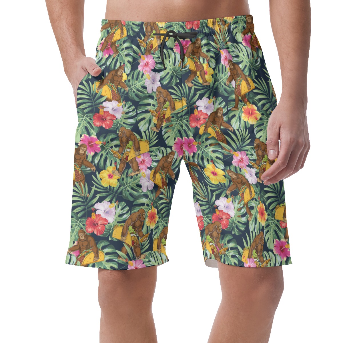 Taco Bigfoot Tropical Hibiscus Hawaiian Beach Shorts For Men - variant image 1