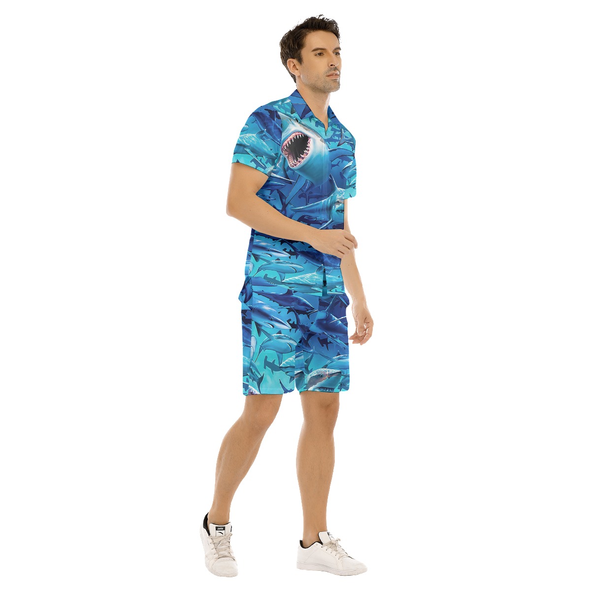 Shark Hawaiian Shirt And Matching Shorts For Men