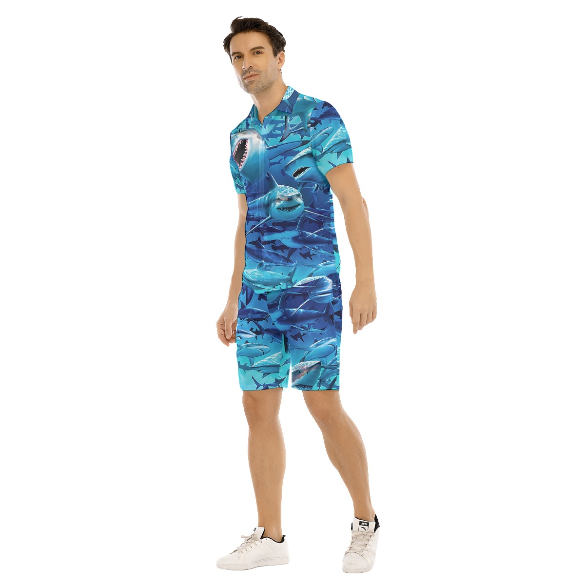 Shark Hawaiian Shirt And Matching Shorts For Men