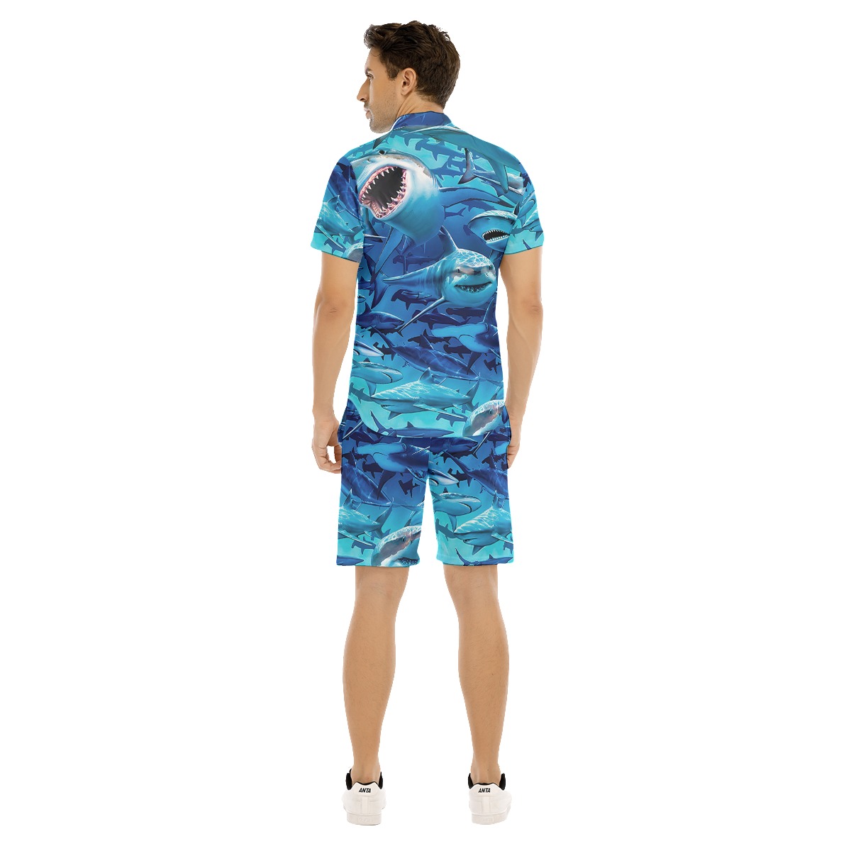 Shark Hawaiian Shirt And Matching Shorts For Men