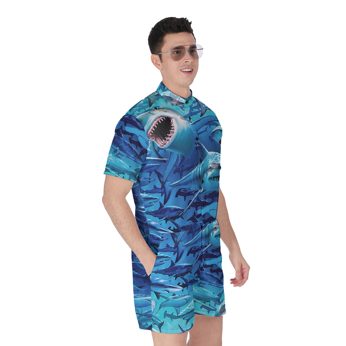 Cool Shark Hawaiian Romper For Men