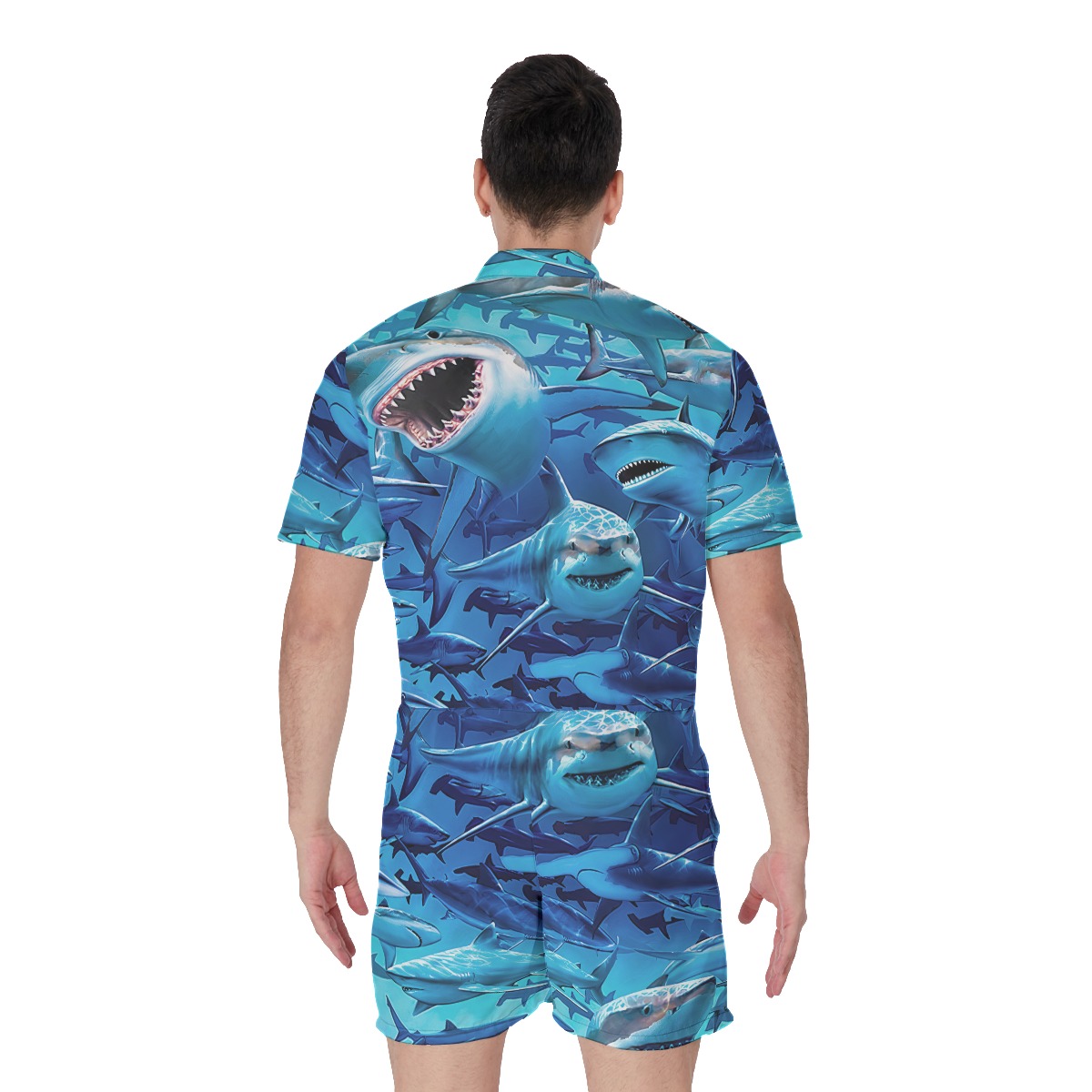 Cool Shark Hawaiian Romper For Men