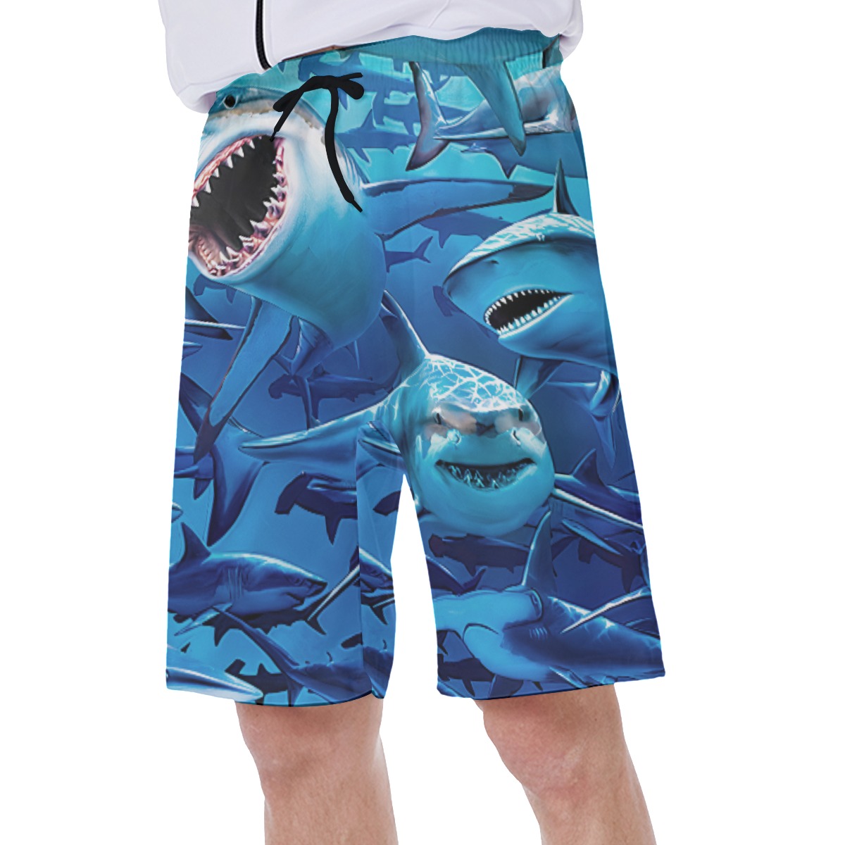 Cool Shark Men's Hawaiian Swim Trunks