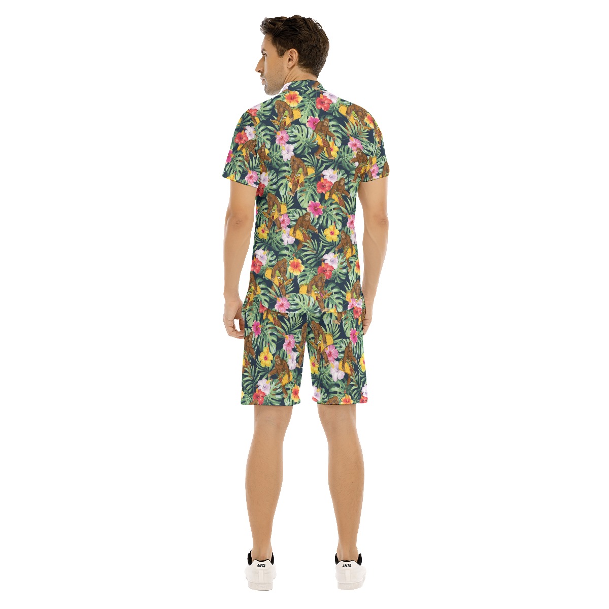 Funny Bigfoot Taco Tropical Hibiscus Hawaiian Shirt And Shorts For Men