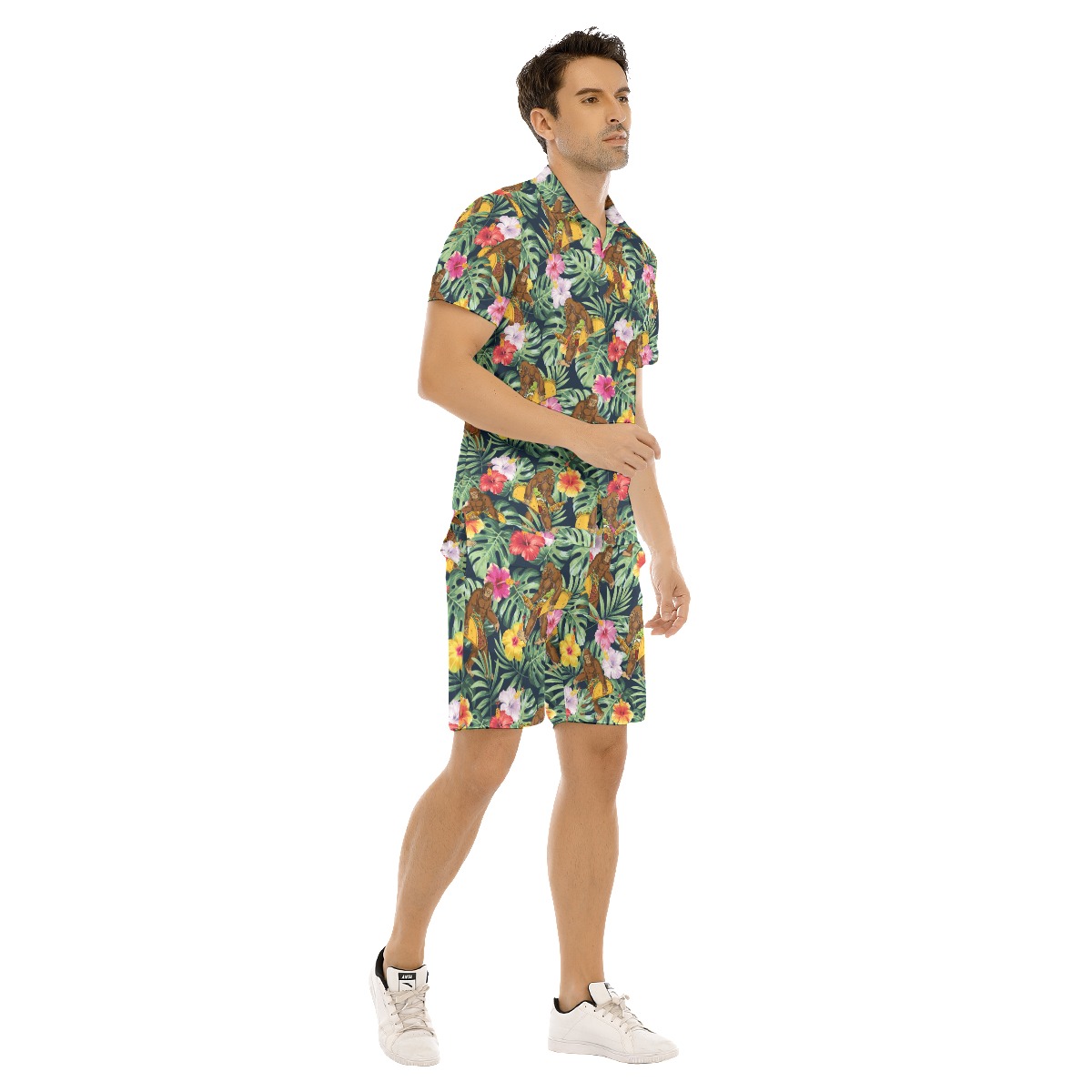 Funny Bigfoot Taco Tropical Hibiscus Hawaiian Shirt And Shorts For Men