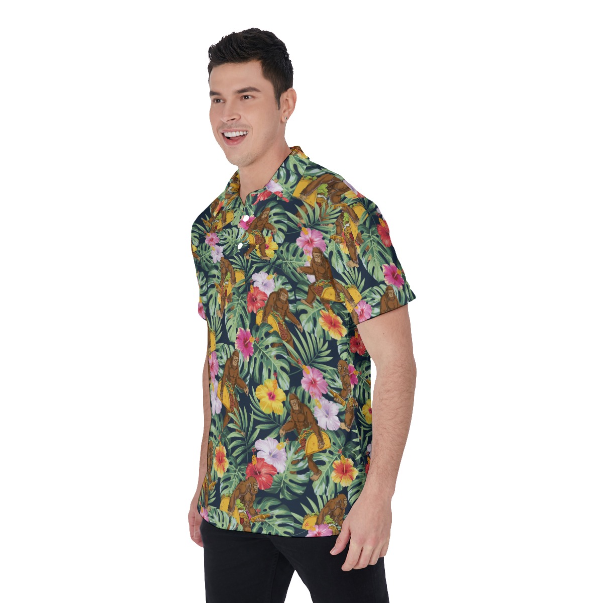 Tropical Bigfoot Taco Hawaiian Polo Shirt For Men