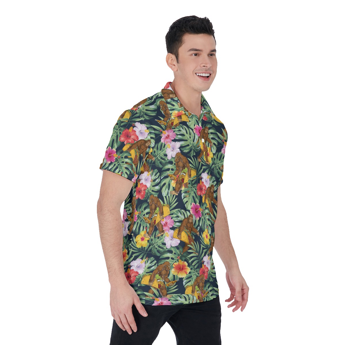 Tropical Bigfoot Taco Hawaiian Polo Shirt For Men