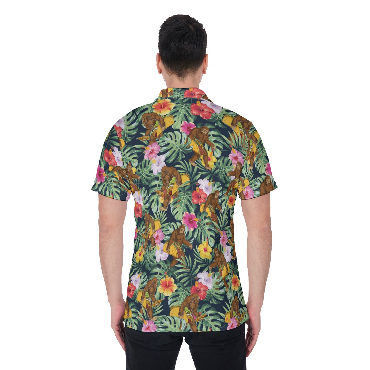 Tropical Bigfoot Taco Hawaiian Polo Shirt For Men