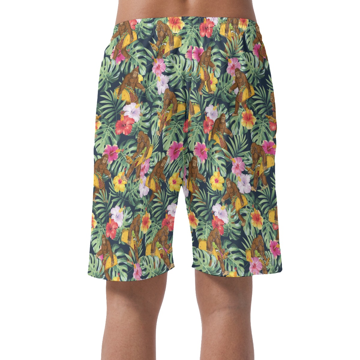 Taco Bigfoot Tropical Hibiscus Hawaiian Beach Shorts For Men