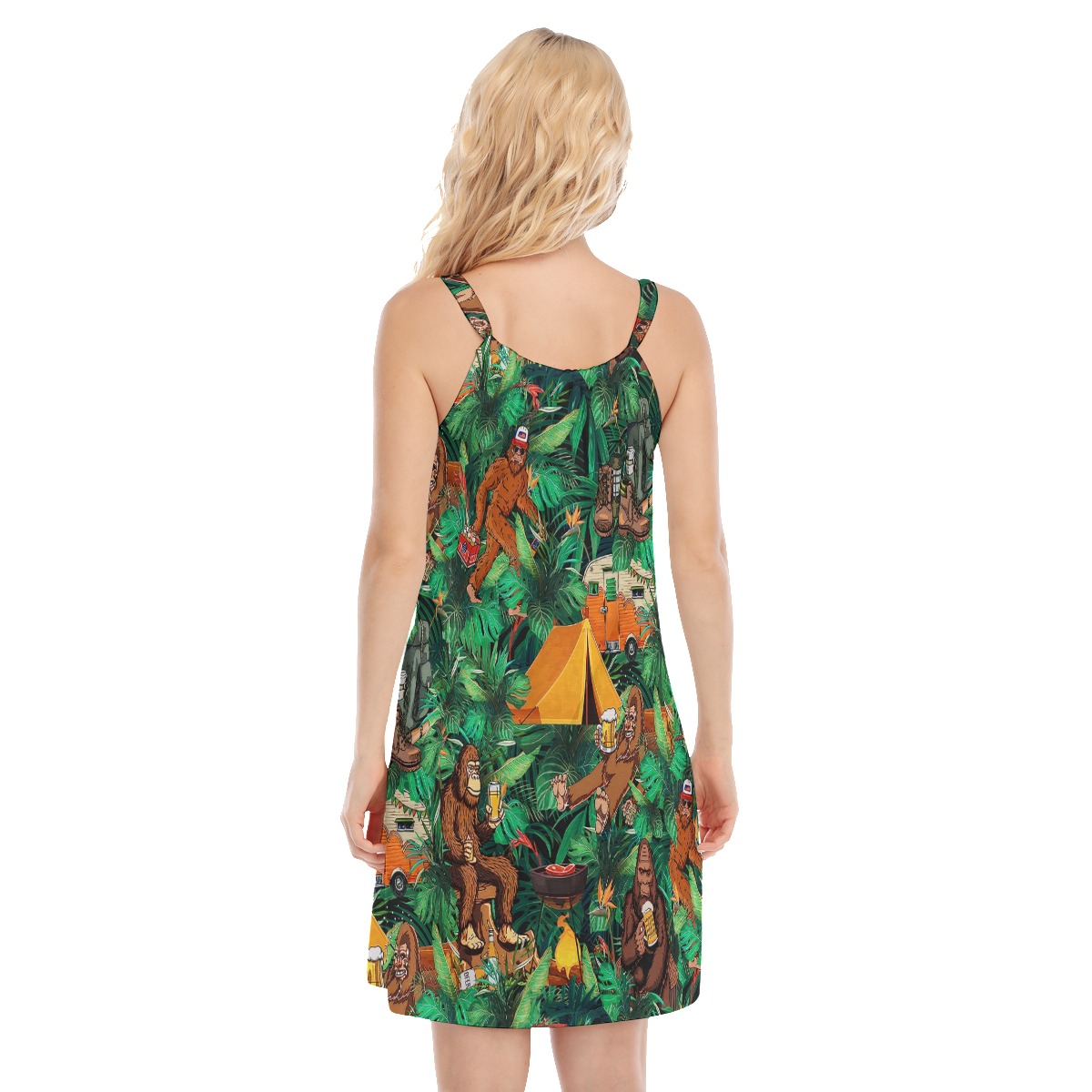Tropical Bigfoot Camping Aloha Cami Dress For Women