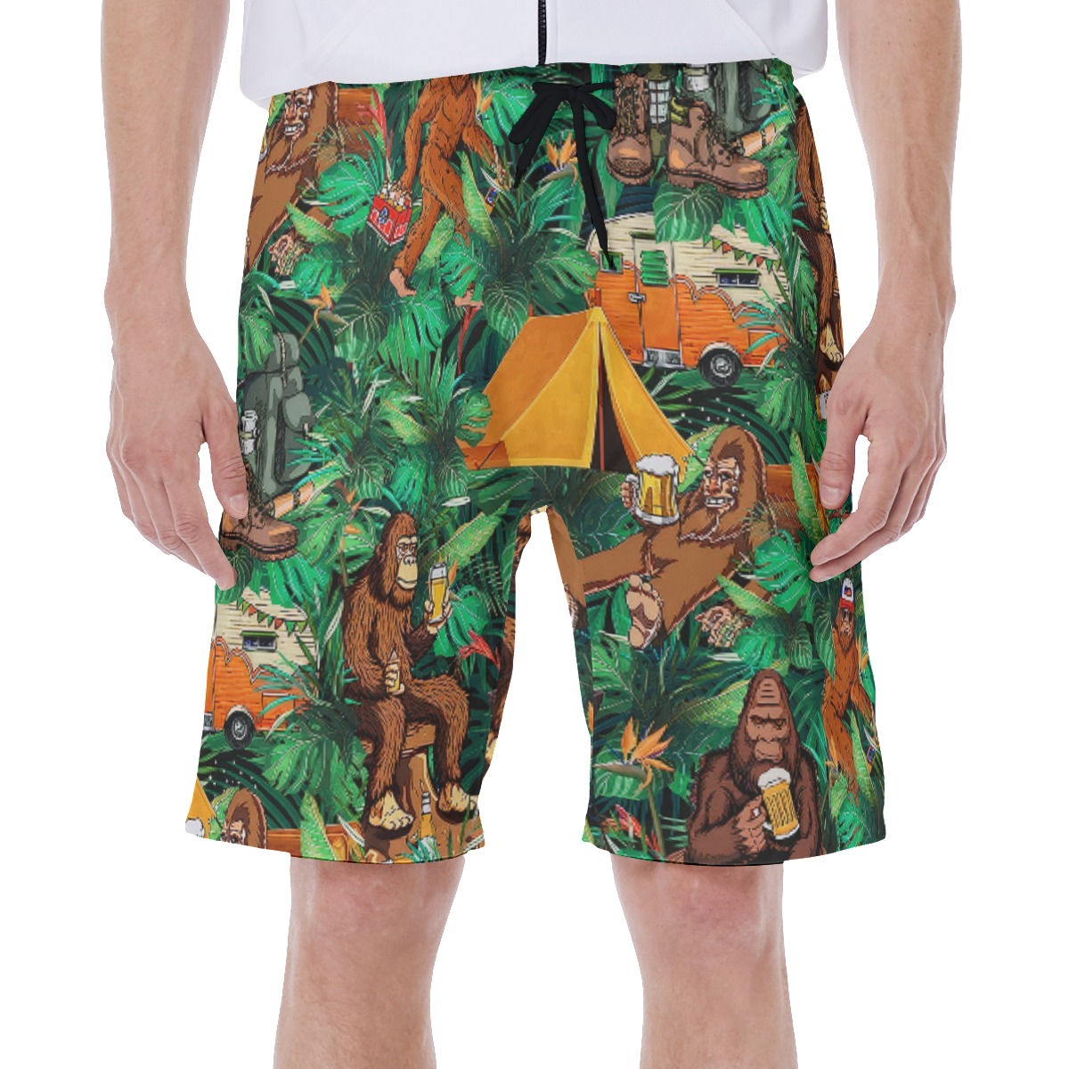Tropical Bigfoot Camping Hawaiian Swim Trunks For Men - variant image 1