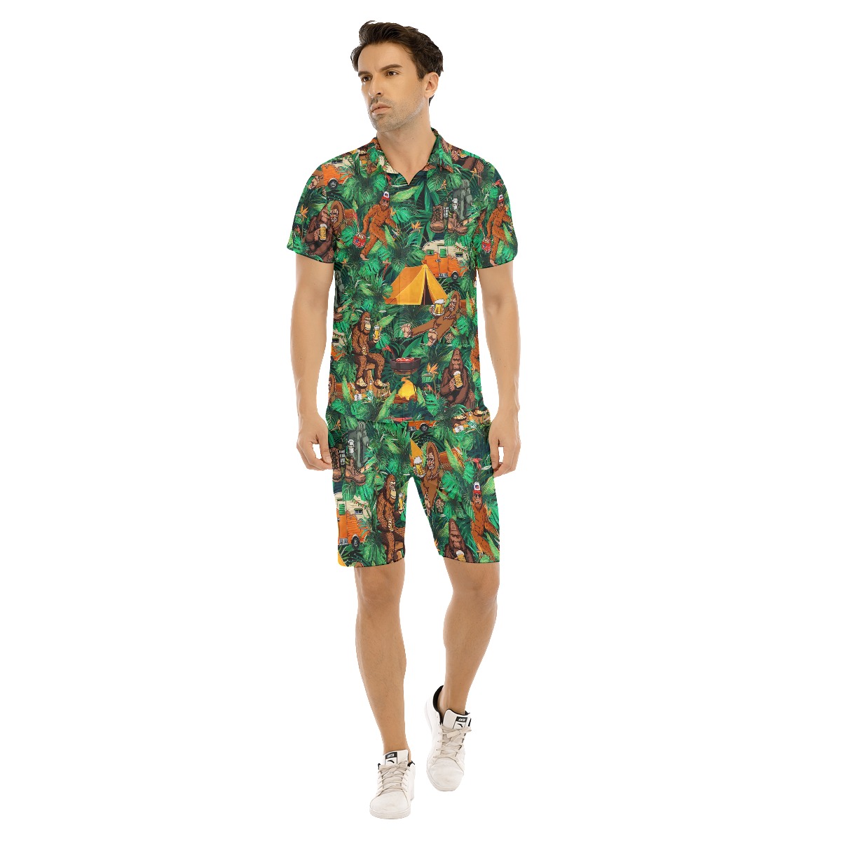Set Bigfoot Camping Tropical Hawaiian Shirt And Matching Shorts For Men - variant image 1