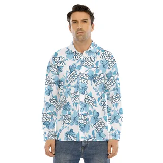 Custom Logo Long Sleeve Hawaiian Shirt For Men