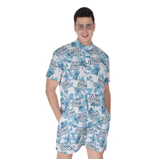 Tropical Hibiscus Romper With Custom Logo For Men
