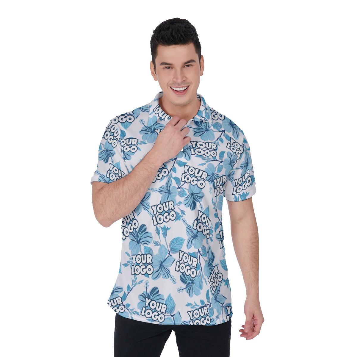 Custom Team Logo Hawaiian Polo Golf Shirt For Men - variant image 1