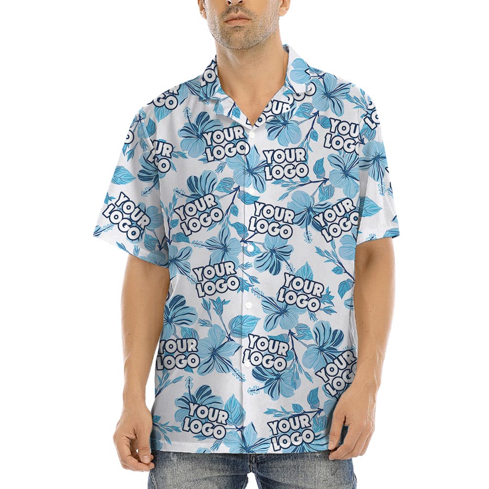 Men's Custom Logo Hawaii Shirt With Short Sleeve Button Up - variant image 1