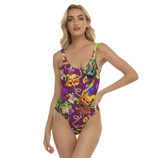 Mardi Gras Dachshund Hawaiian Swimsuit For Women