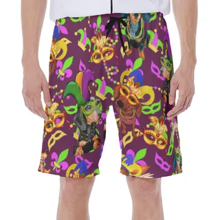 Happy Mardi Gras Dachshund Hawaiian Swim Trunks For Men