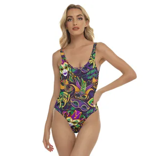 Happy Mardi Gras Hawaiian Swimsuit For Women
